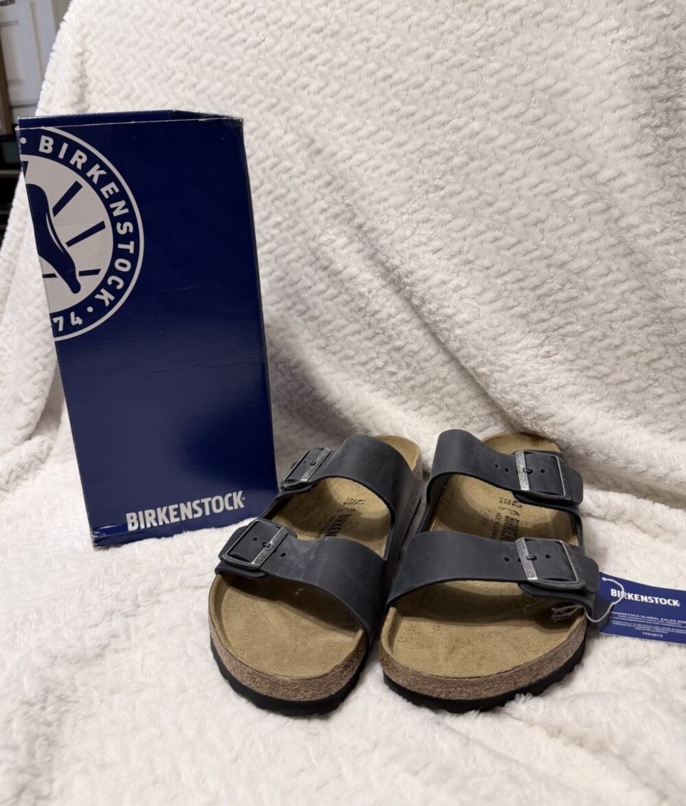 Birkenstock Arizona Black Oiled Leather Sandals EU 42 Womens 11 Mens 9 Regular